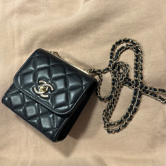 Chanel Gabrielle Backpack Small, Beige and Black, Preowned in Box